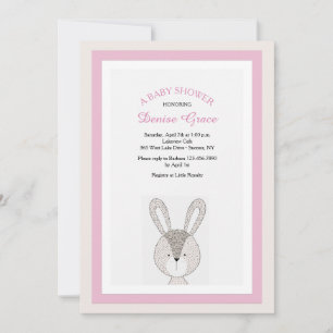 Little Rabbit Pink Invitation Kaart