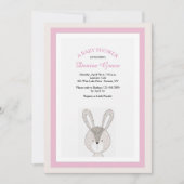 Little Rabbit Pink Uitnodiging (Voorkant)