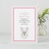 Little Rabbit Pink Uitnodiging (Staand voorkant)
