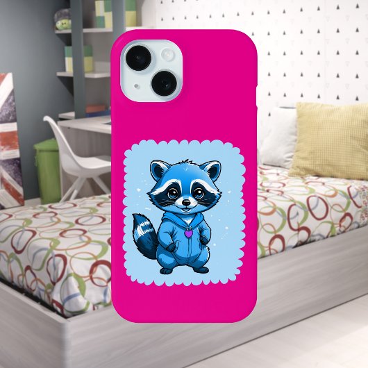 Little Raccoon In Blue iPhone / iPad hoesje