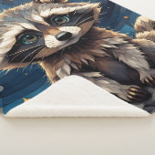 Little Raccoon Night Sky Glas in lood Sherpa Deken (3/4)