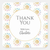 Little Rainbow Sunshine Baby shower Dank je wel Vierkante Sticker (Voorkant)