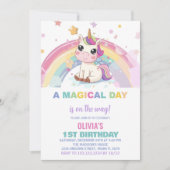 Little Rainbow Unicorn verjaardagsuitnodigingen Kaart (Voorkant)