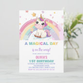Little Rainbow Unicorn verjaardagsuitnodigingen Kaart (Staand voorkant)