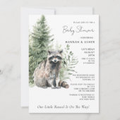 Little Rascal Raccoon Forest Baby shower Kaart (Voorkant)