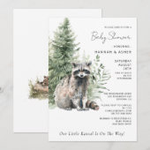 Little Rascal Raccoon Forest Baby shower Kaart (Voorkant / Achterkant)
