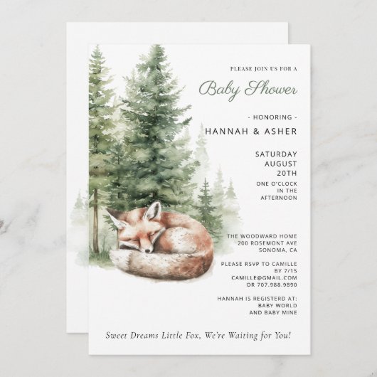 Little Rascal Raccoon Forest Baby shower Kaart (Voorkant / Achterkant)