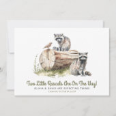 Little Rascals Raccoons Twins Baby shower Aankondiging (Voorkant)