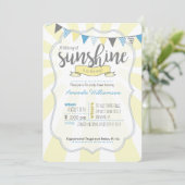 Little Ray of Sunshine Baby Boy Shower Invitation Kaart (Staand voorkant)