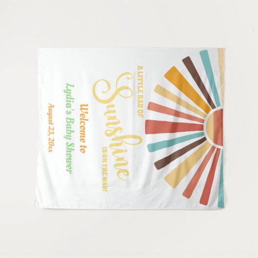 Little Ray Of Sunshine Baby shower Achtergrond Wandkleed (Voorkant (horizontaal))