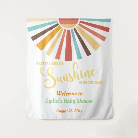 Little Ray Of Sunshine Baby shower Achtergrond Wandkleed (Voorkant)