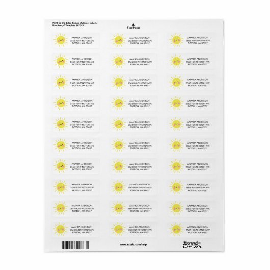 Little Ray of Sunshine Baby shower Address Label (Full Sheet)