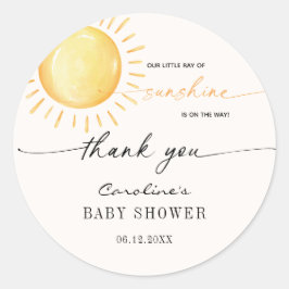Little Ray of Sunshine Baby shower Classic Ronde S Sticker