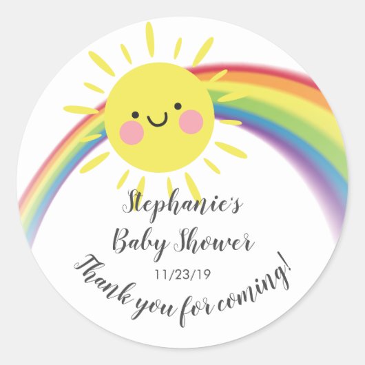 Little Ray of Sunshine Baby shower Favor Sticker (Voorkant)