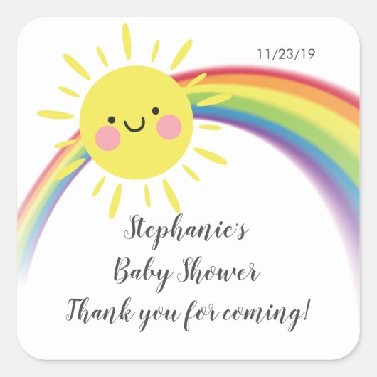Little Ray of Sunshine Baby shower Favor Sticker (Voorkant)