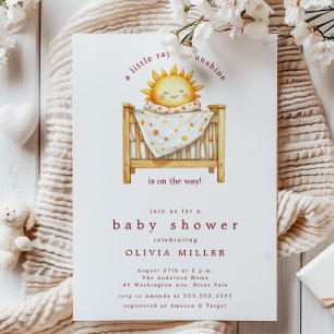 Little Ray of Sunshine Baby shower Invitation Kaart
