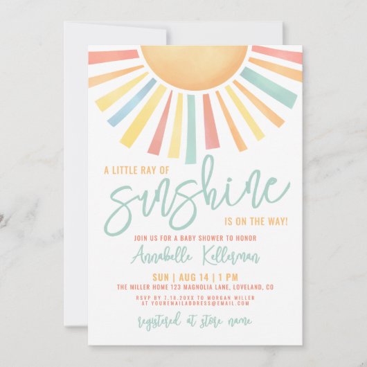 Little Ray Of Sunshine Baby Shower Kaart (Voorkant)