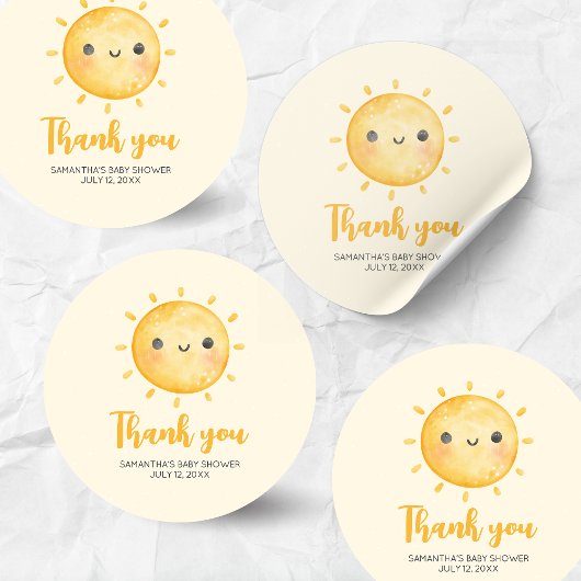 Little Ray of Sunshine Baby Shower Ronde Sticker