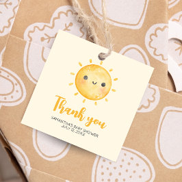 Little Ray of Sunshine Baby shower Square Bedankjes Labels