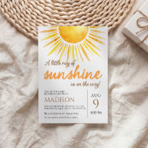 Little Ray Of Sunshine Baby Shower Uitnodiging