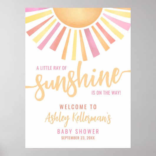 Little Ray of Sunshine Baby shower welkomstbord Poster (Voorkant)