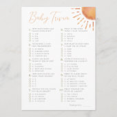 Little Ray of Sunshine Baby Trivia Shower Game voo Kaart (Voorkant)