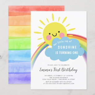 Little Ray of Sunshine Birthday Invitation Kaart