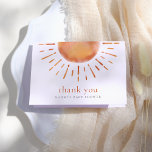 Little Ray of Sunshine Boho Baby shower Bedankt<br><div class="desc">Boho bedankt je kaart met een grote, door de hand getekende zon. "Dank u"wordt geschreven op de voorzijde, naast de gebeurtenis, en binnenin, is er een bericht u kunt aanpassen of schrappen. Op de achterkant van de kaarten staan de naam van de moeder en de vervaldatum. Gemaakt om te passen...</div>