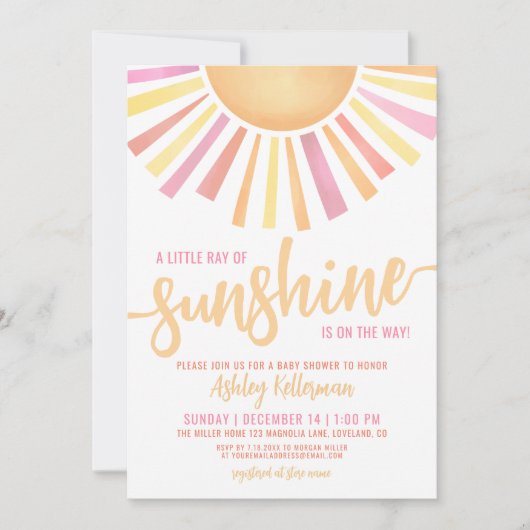 Little Ray of Sunshine Boho Baby shower Kaart (Voorkant)