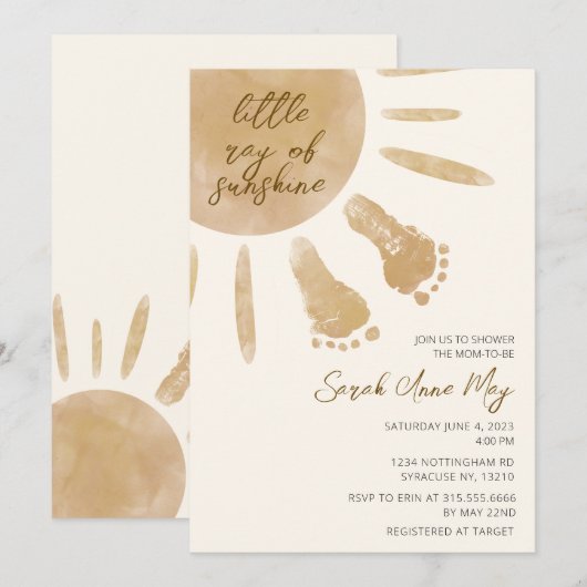 Little Ray of Sunshine Boho Baby shower Kaart (Voorkant / Achterkant)