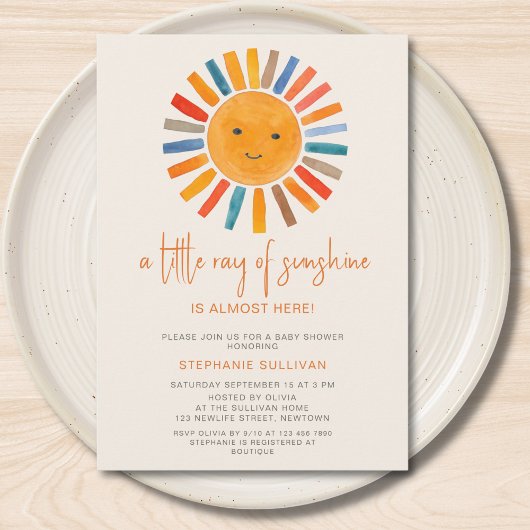 Little Ray of Sunshine Boho Baby Shower  Kaart