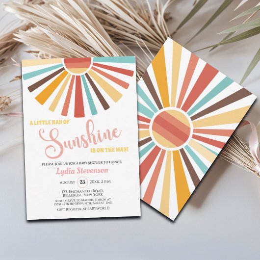 Little Ray of Sunshine Boho Baby shower Kaart