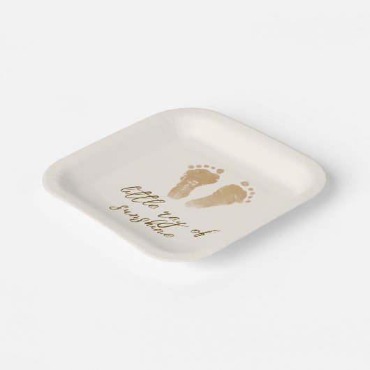 Little Ray of Sunshine Boho Baby shower Papieren Bordje (Gebogen)