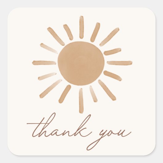 Little Ray of Sunshine Boho Baby shower Vierkante Sticker (Voorkant)