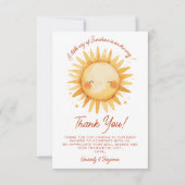 Little Ray Of Sunshine Boho Cute Sun Baby Shower Bedankkaart (Voorkant)
