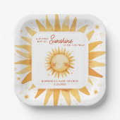 Little Ray of Sunshine Boho Cute Sun Baby Shower Papieren Bordje (Voorkant)