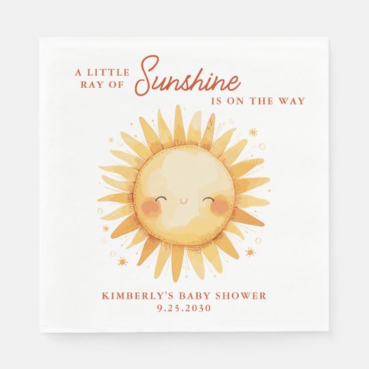 Little Ray of Sunshine Boho Cute Sun Baby Shower Servet (Voorkant)