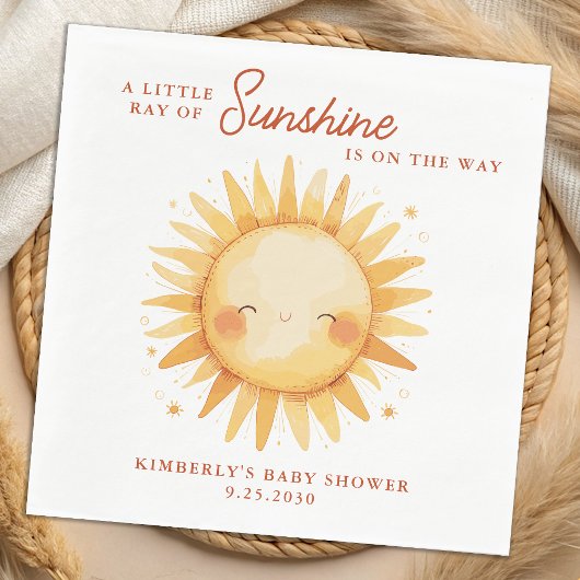 Little Ray of Sunshine Boho Cute Sun Baby Shower Servet