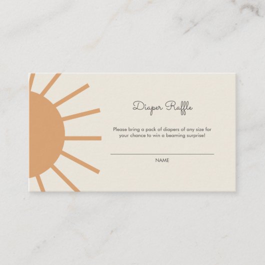 Little Ray of Sunshine Boho Diaper Raffle Informatiekaartje (Voorkant)