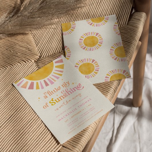 Little Ray of Sunshine Boho Retro Meisje Baby show Kaart