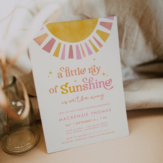 Little Ray of Sunshine Boho Retro Meisje Baby show Kaart