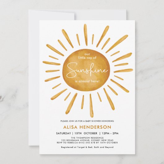 Little Ray of Sunshine | Boho Sun Baby shower Kaart (Voorkant)