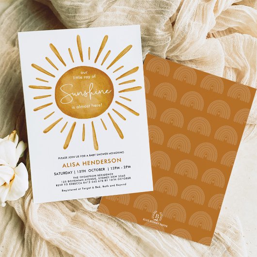 Little Ray of Sunshine | Boho Sun Baby shower Kaart