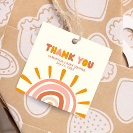 Little Ray of Sunshine Boho Sun Baby shower Square Bedankjes Labels