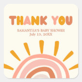 Little Ray of Sunshine Boho Sun Baby Shower Vierkante Sticker (Voorkant)