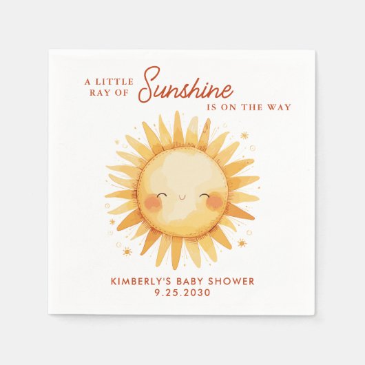 Little Ray of Sunshine Boho Sun Cute Baby Shower Servet (Voorkant)