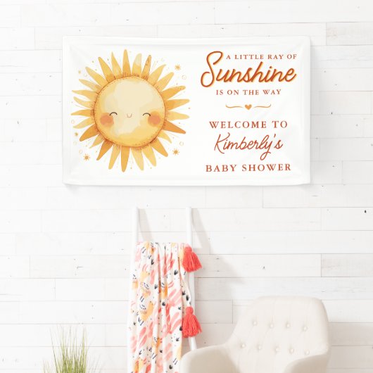 Little Ray Of Sunshine Boho Welcome Baby Shower Spandoek (Insitu)