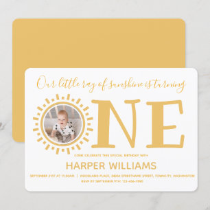 Little Ray of Sunshine Foto Baby First Birthday Kaart