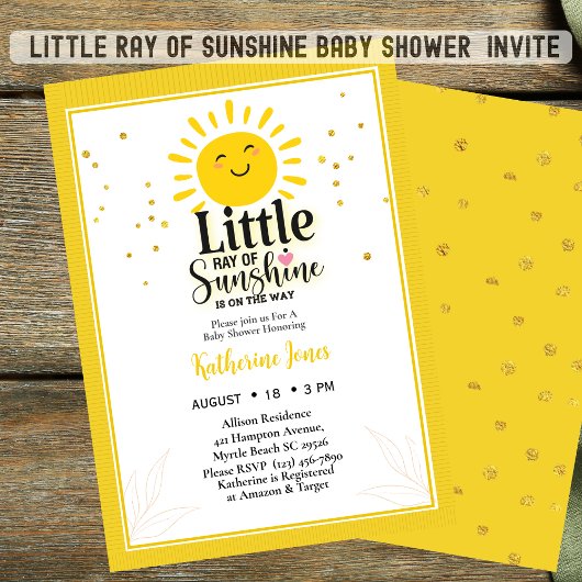 Little Ray of Sunshine Glitter Baby shower Kaart
