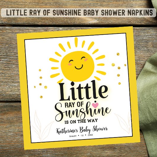 Little Ray of Sunshine Glitter Baby shower Servet